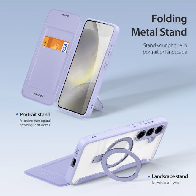 Dux Ducis - Samsung Galaxy S24+ Hülle - Leder Bookcover mit Standfunktion - Skin X Pro Series - purpur