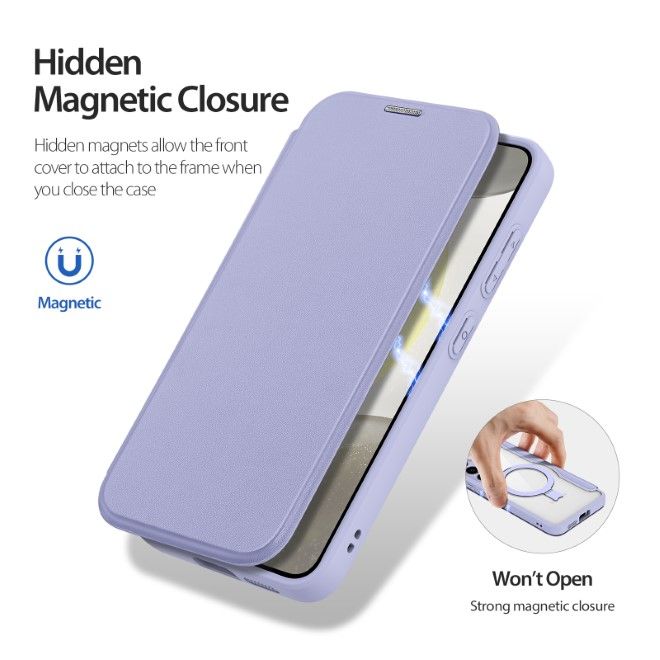 Dux Ducis - Samsung Galaxy S24+ Hülle - Leder Bookcover mit Standfunktion - Skin X Pro Series - purpur