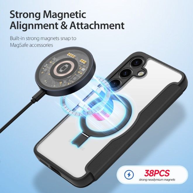 Dux Ducis - Samsung Galaxy S24 Hülle - Leder Bookcover mit Standfunktion - Skin X Pro Series - schwarz