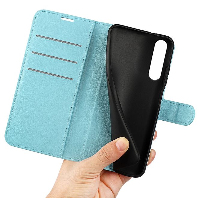 Sony Xperia 1 VI Handy Hülle - Litchi Leder Bookcover Series - blau