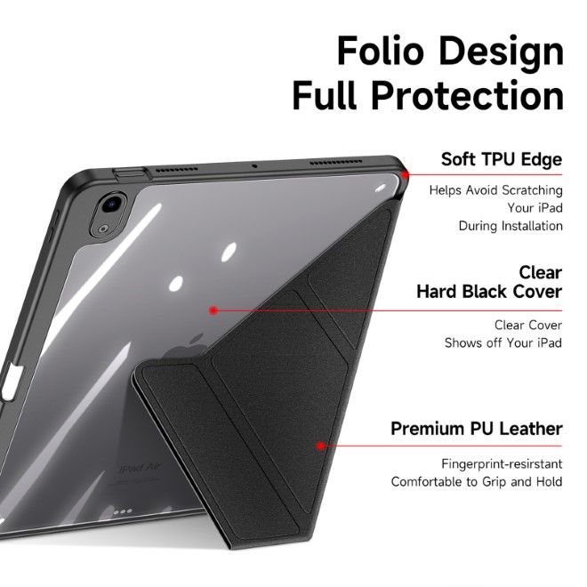 Dux Ducis - iPad Air 11 (2025/2024/2022/2020) Hülle - Leder Bookcover - Magi Series - schwarz