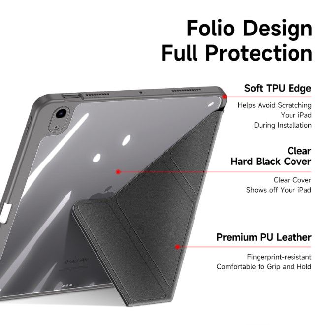 Dux Ducis - iPad Air 11 (2025/2024/2022/2020) Hülle - Leder Bookcover - Magi Series - grau