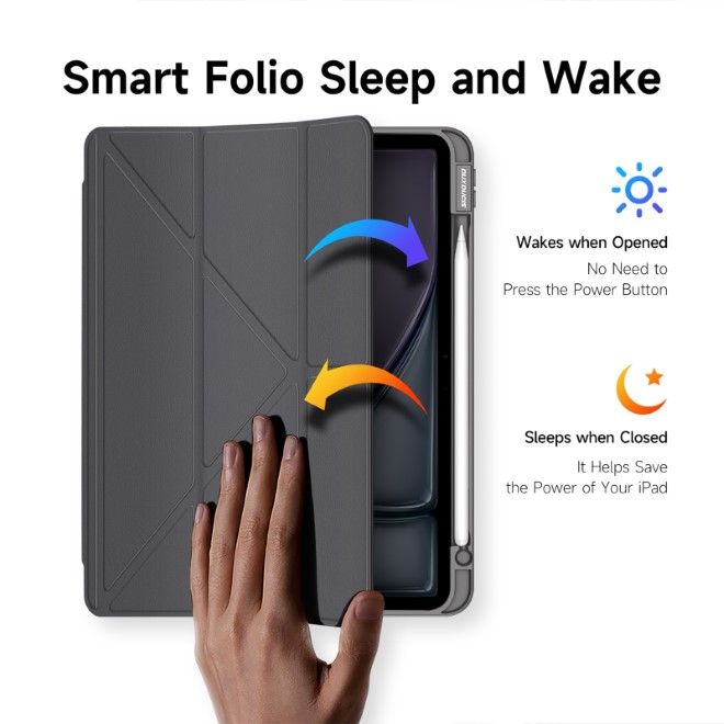 Dux Ducis - iPad Air 11 (2025/2024/2022/2020) Hülle - Leder Bookcover - Magi Series - grau
