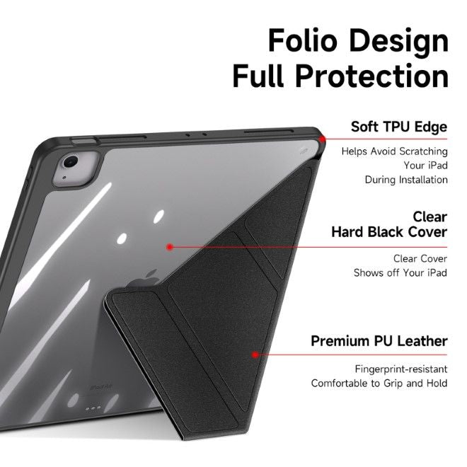 Dux Ducis - iPad Air 13 (2025/2024) / iPad Pro 12.9 (2022/2021/2020) Hülle - Leder Bookcover - Magi Series - schwarz