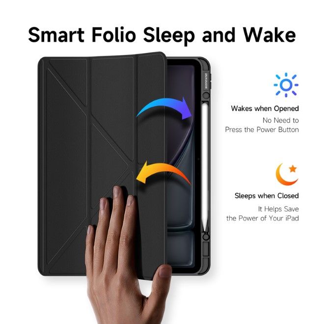 Dux Ducis - iPad Air 13 (2025/2024) / iPad Pro 12.9 (2022/2021/2020) Hülle - Leder Bookcover - Magi Series - schwarz