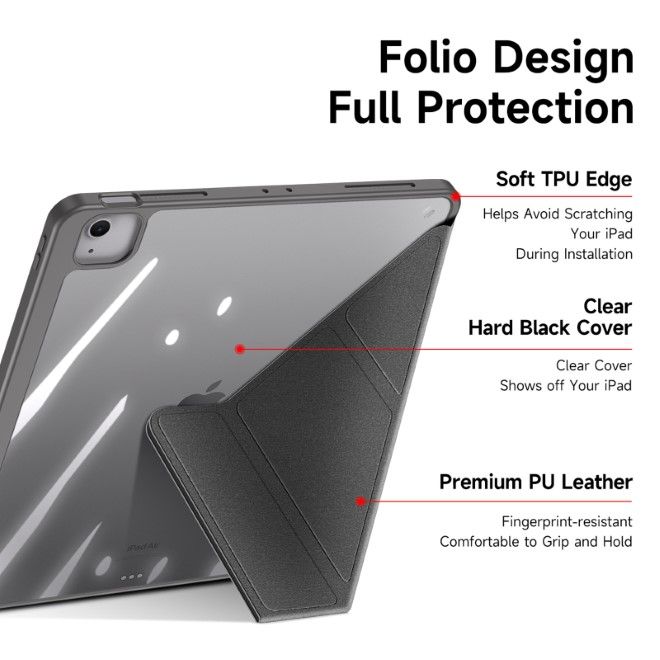 Dux Ducis - iPad Air 13 (2025/2024) / iPad Pro 12.9 (2022/2021/2020) Hülle - Leder Bookcover - Magi Series - grau