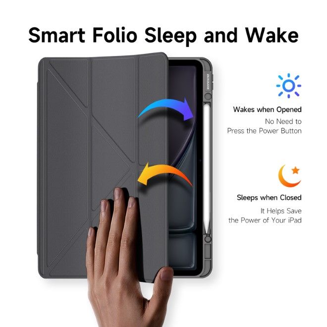 Dux Ducis - iPad Air 13 (2025/2024) / iPad Pro 12.9 (2022/2021/2020) Hülle - Leder Bookcover - Magi Series - grau