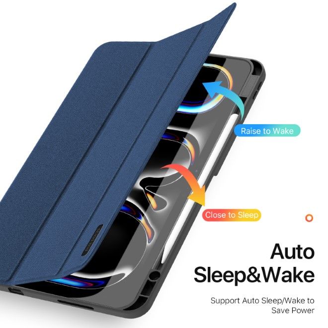 Dux Ducis - iPad Pro 13 (2024) Hülle - Leder Smart Flip Case - Domo Series - blau