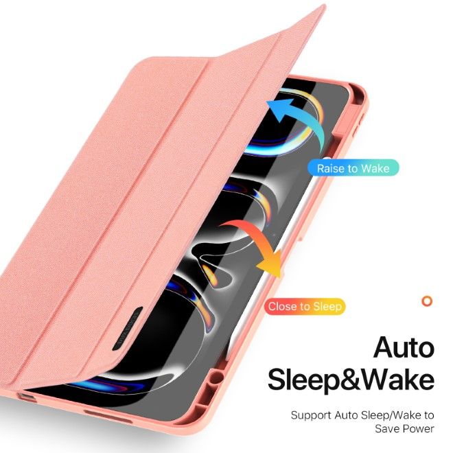 Dux Ducis - iPad Pro 13 (2024) Hülle - Leder Smart Flip Case - Domo Series - rosa