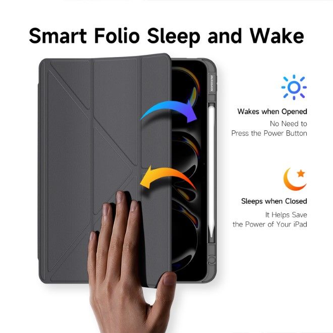 Dux Ducis - iPad Pro 13 (2024) Hülle - Leder Bookcover - Magi Series - grau