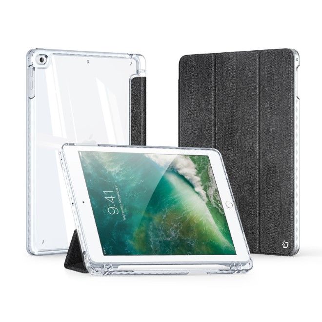 Dux Ducis - iPad 9.7 (2018/2017) / Air / Air 2 Hülle - Leder Bookcover - Unid Series - schwarz