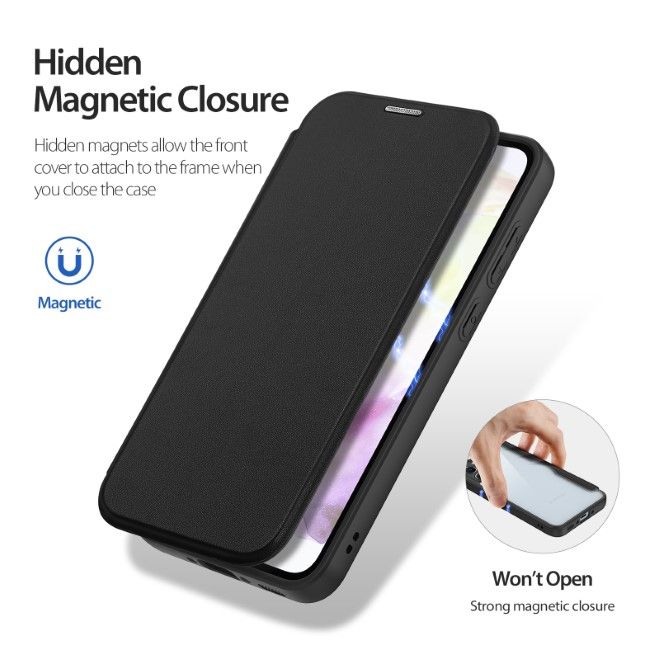 Dux Ducis - Samsung Galaxy A35 5G Hülle - Leder Bookcover mit Standfunktion - Skin X Pro Series - schwarz