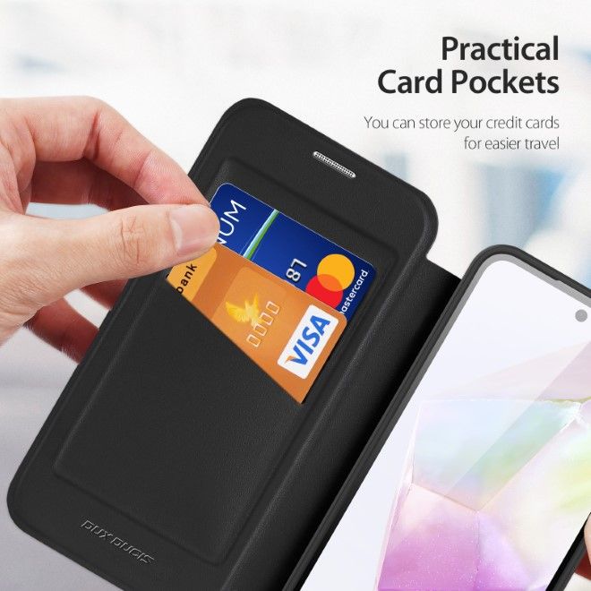 Dux Ducis - Samsung Galaxy A35 5G Hülle - Leder Bookcover mit Standfunktion - Skin X Pro Series - schwarz