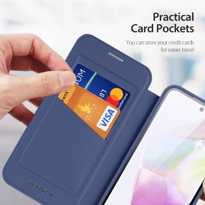 Dux Ducis - Samsung Galaxy A35 5G Hülle - Leder Bookcover mit Standfunktion - Skin X Pro Series - blau