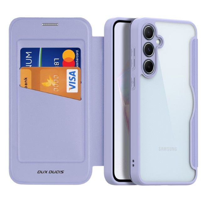 Dux Ducis - Samsung Galaxy A35 5G Hülle - Leder Bookcover mit Standfunktion - Skin X Pro Series - purpur