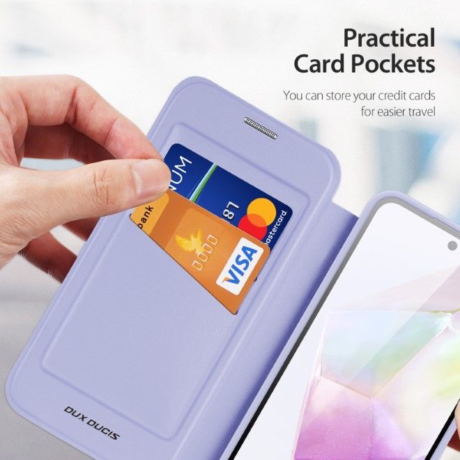 Dux Ducis - Samsung Galaxy A35 5G Hülle - Leder Bookcover mit Standfunktion - Skin X Pro Series - purpur