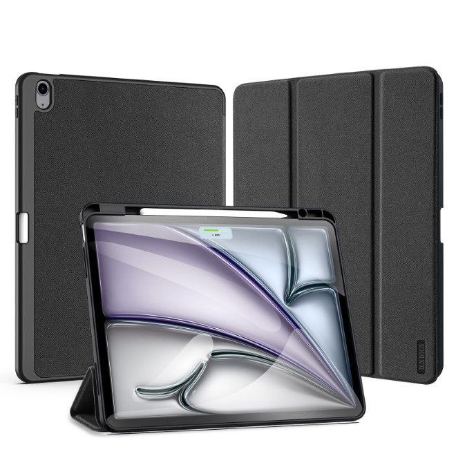 Dux Ducis - iPad Air 13 (2025/2024) Hülle - Leder Smart Flip Case - Domo Series - schwarz