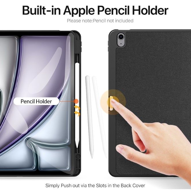 Dux Ducis - iPad Air 13 (2025/2024) Hülle - Leder Smart Flip Case - Domo Series - schwarz