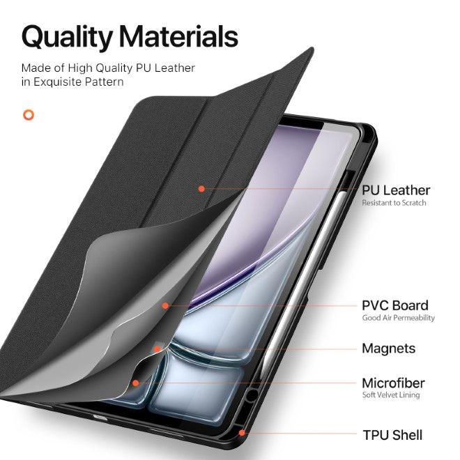 Dux Ducis - iPad Air 13 (2025/2024) Hülle - Leder Smart Flip Case - Domo Series - schwarz