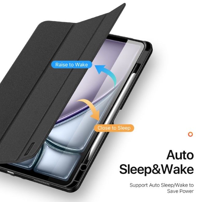 Dux Ducis - iPad Air 13 (2025/2024) Hülle - Leder Smart Flip Case - Domo Series - schwarz