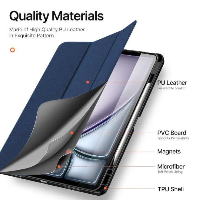 Dux Ducis - iPad Air 13 (2025/2024) Hülle - Leder Smart Flip Case - Domo Series - blau