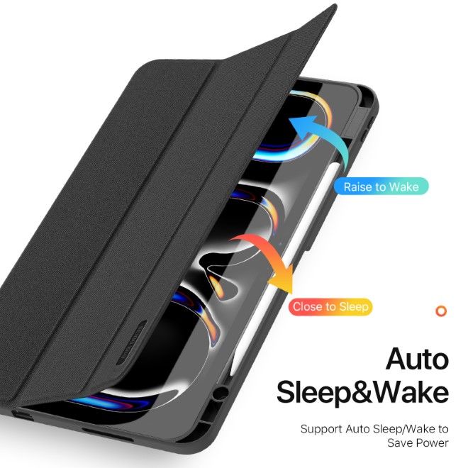Dux Ducis - iPad Pro 13 (2024) Hülle - Leder Smart Flip Case - Domo Series - schwarz