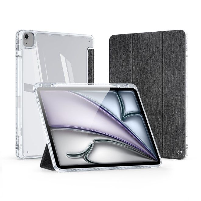Dux Ducis - iPad Air 13 (2025/2024) / iPad Pro 12.9 (2022/2021/2020/2018) Hülle - Leder Bookcover - Unid Series - schwarz
