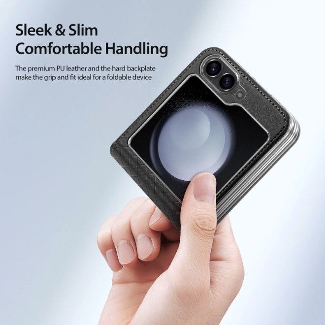 Dux Ducis - Samsung Galaxy Z Flip6 Hülle - Leder Case - Bril Series - schwarz