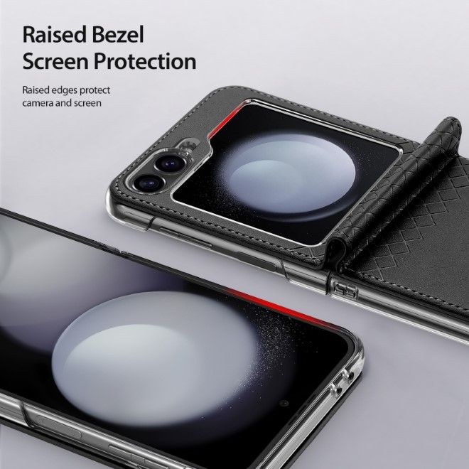 Dux Ducis - Samsung Galaxy Z Flip6 Hülle - Leder Case - Bril Series - schwarz