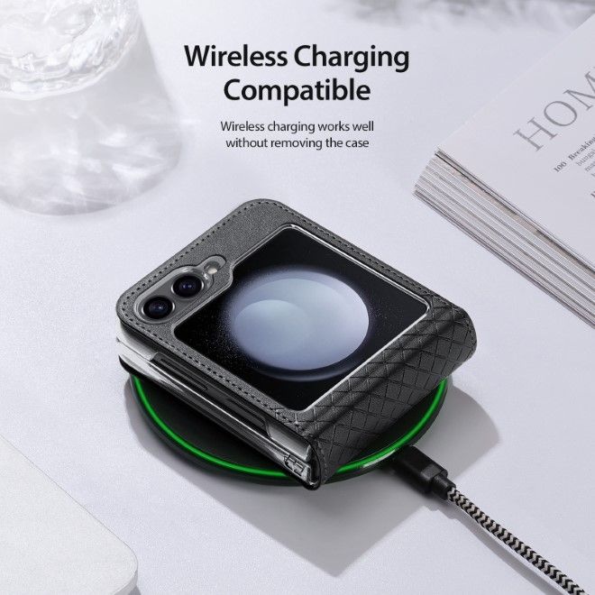 Dux Ducis - Samsung Galaxy Z Flip6 Hülle - Leder Case - Bril Series - schwarz