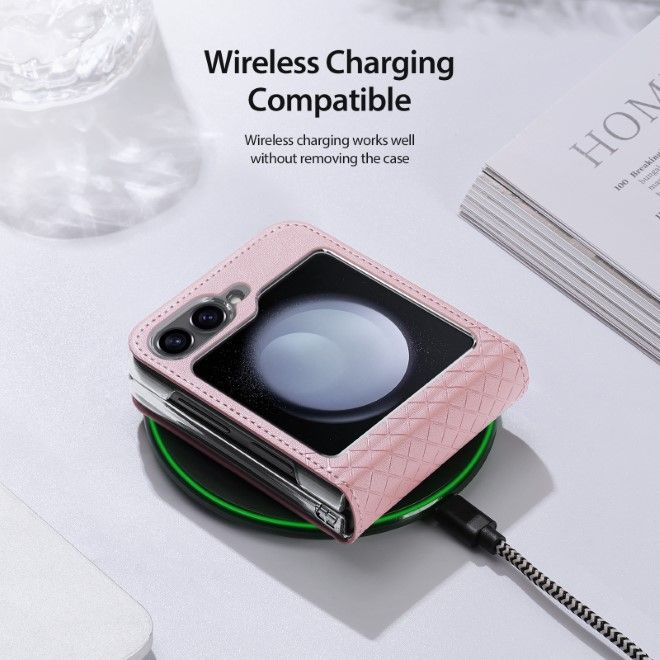 Dux Ducis - Samsung Galaxy Z Flip6 Hülle - Leder Case - Bril Series - rosa