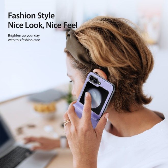 Dux Ducis - Samsung Galaxy Z Flip6 Hülle - Leder Case - Bril Series - purpur