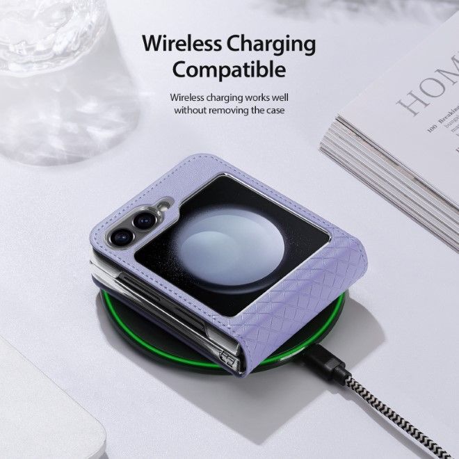 Dux Ducis - Samsung Galaxy Z Flip6 Hülle - Leder Case - Bril Series - purpur