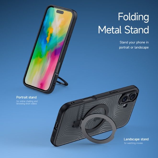 Dux Ducis - iPhone 16 Plus Hülle - Hardcase - MagSafe - mit Standfunktion - Aimo Mag Stand Series - schwarz