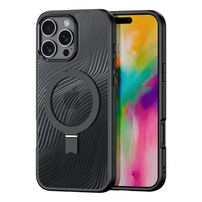 Dux Ducis - iPhone 16 Pro Hülle - Hardcase - MagSafe - mit Standfunktion - Aimo Mag Stand Series - schwarz