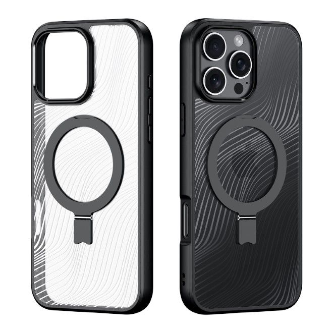 Dux Ducis - iPhone 16 Pro Hülle - Hardcase - MagSafe - mit Standfunktion - Aimo Mag Stand Series - schwarz
