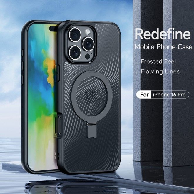 Dux Ducis - iPhone 16 Pro Hülle - Hardcase - MagSafe - mit Standfunktion - Aimo Mag Stand Series - schwarz