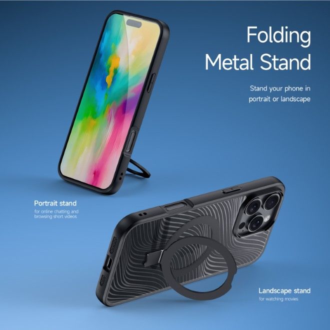 Dux Ducis - iPhone 16 Pro Hülle - Hardcase - MagSafe - mit Standfunktion - Aimo Mag Stand Series - schwarz