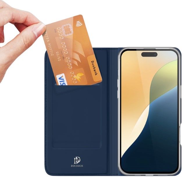 Dux Ducis - iPhone 16 Hülle - Handy Bookcover - Skin Pro Series - blau