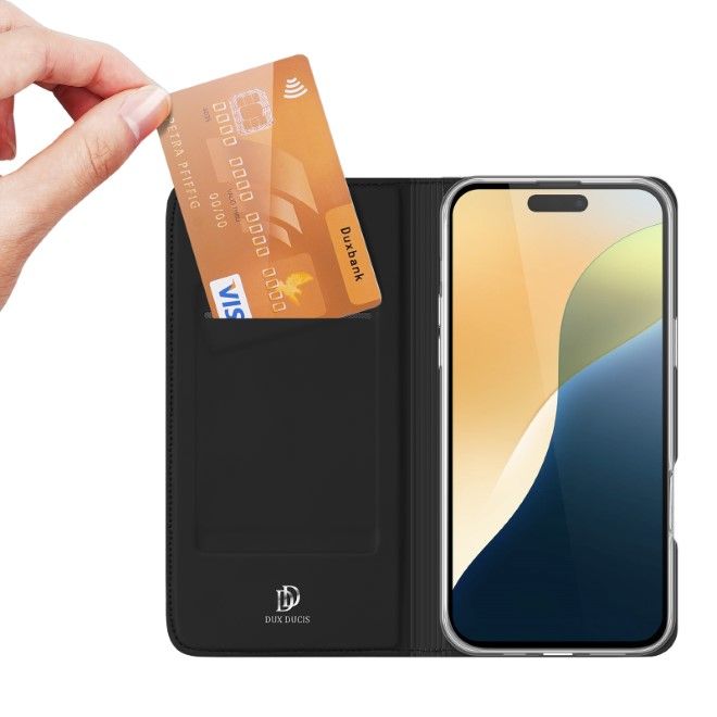 Dux Ducis - iPhone 16 Plus Hülle - Handy Bookcover - Skin Pro Series - schwarz