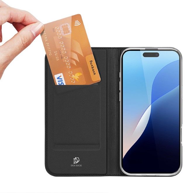 Dux Ducis - iPhone 16 Pro Hülle - Handy Bookcover - Skin Pro Series - schwarz