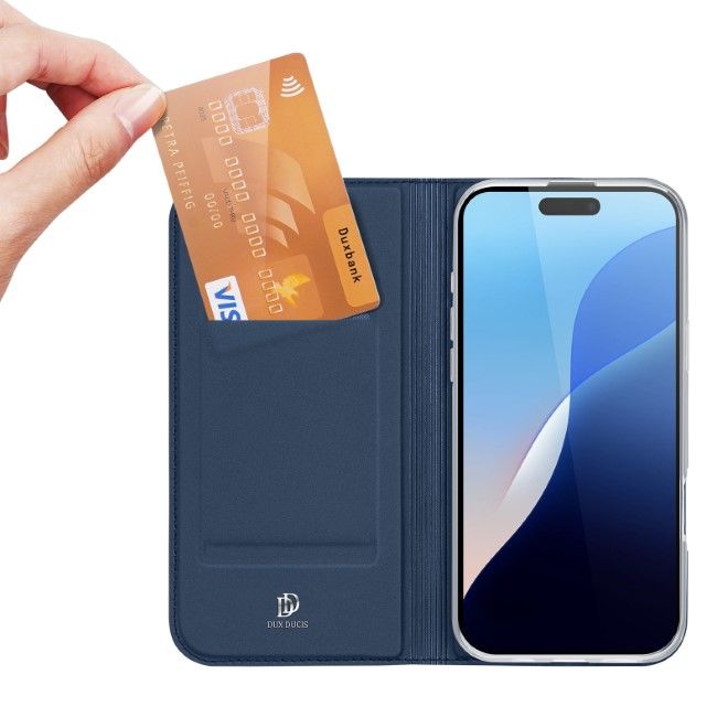 Dux Ducis - iPhone 16 Pro Hülle - Handy Bookcover - Skin Pro Series - blau