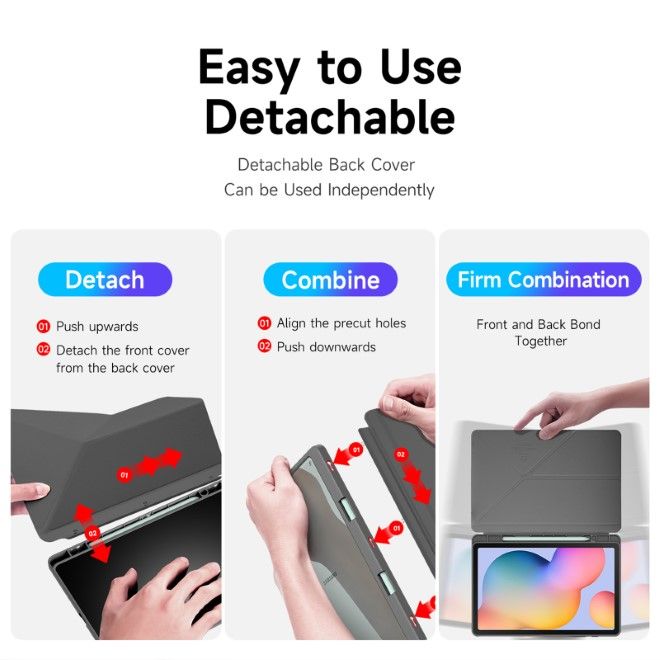 Dux Ducis - Samsung Galaxy Tab S6 Lite (2020/2022/2024) Hülle - Leder Bookcover - Magi Series - grau