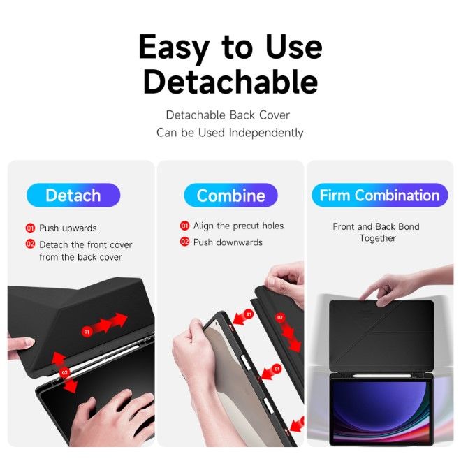 Dux Ducis - Samsung Galaxy Tab S9 / S9 FE Hülle - Leder Bookcover - Magi Series - schwarz