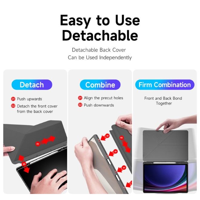 Dux Ducis - Samsung Galaxy Tab S9+ / S9 FE+ Hülle - Leder Bookcover - Magi Series - grau