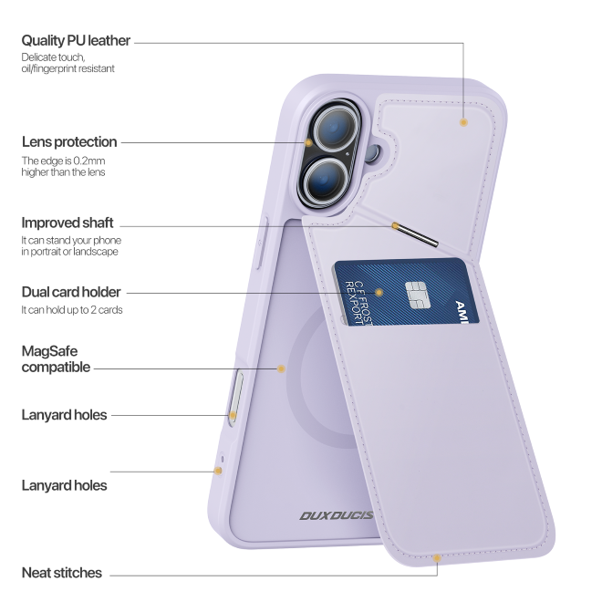 Dux Ducis - iPhone 16 Plus Hülle - PC und TPU Hardcase - Rafi II Mag Series - purpur