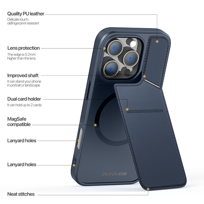 Dux Ducis - iPhone 16 Pro Hülle - PC und TPU Hardcase - Rafi II Mag Series - blau