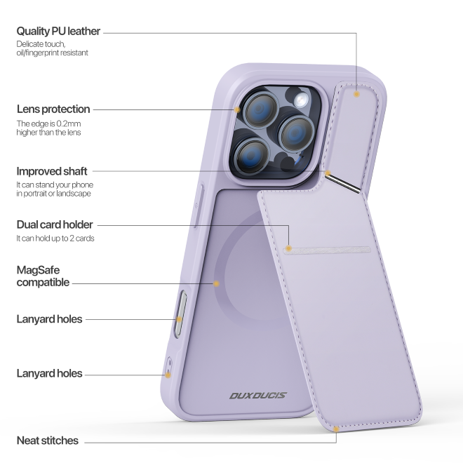 Dux Ducis - iPhone 16 Pro Hülle - PC und TPU Hardcase - Rafi II Mag Series - purpur