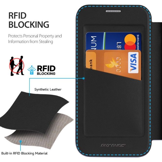 Dux Ducis - iPhone 16 Hülle - Leder Bookcover - MagSafe - Skin X Pro Series - schwarz