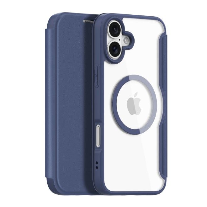 Dux Ducis - iPhone 16 Hülle - Leder Bookcover - MagSafe - Skin X Pro Series - blau